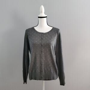 Karen Scott Studded Gray Cardigan M